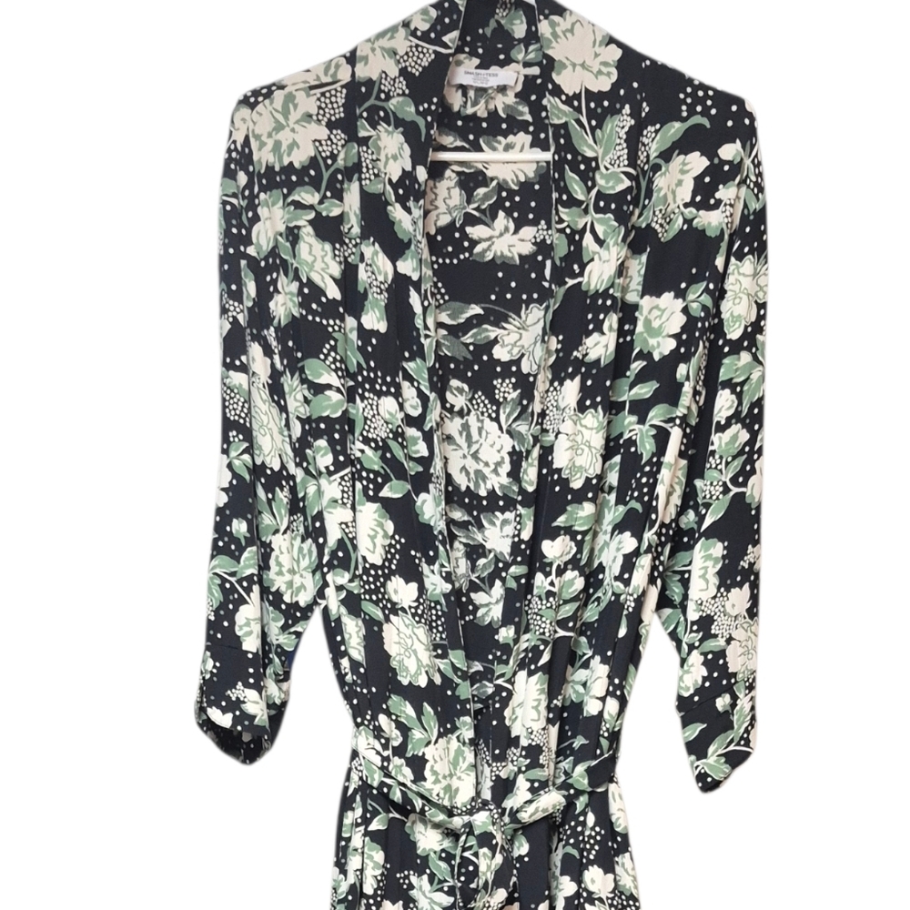 Smash + Tess Floral Medium Large Black Cream Green Duster Robe - Picture 3 of 12